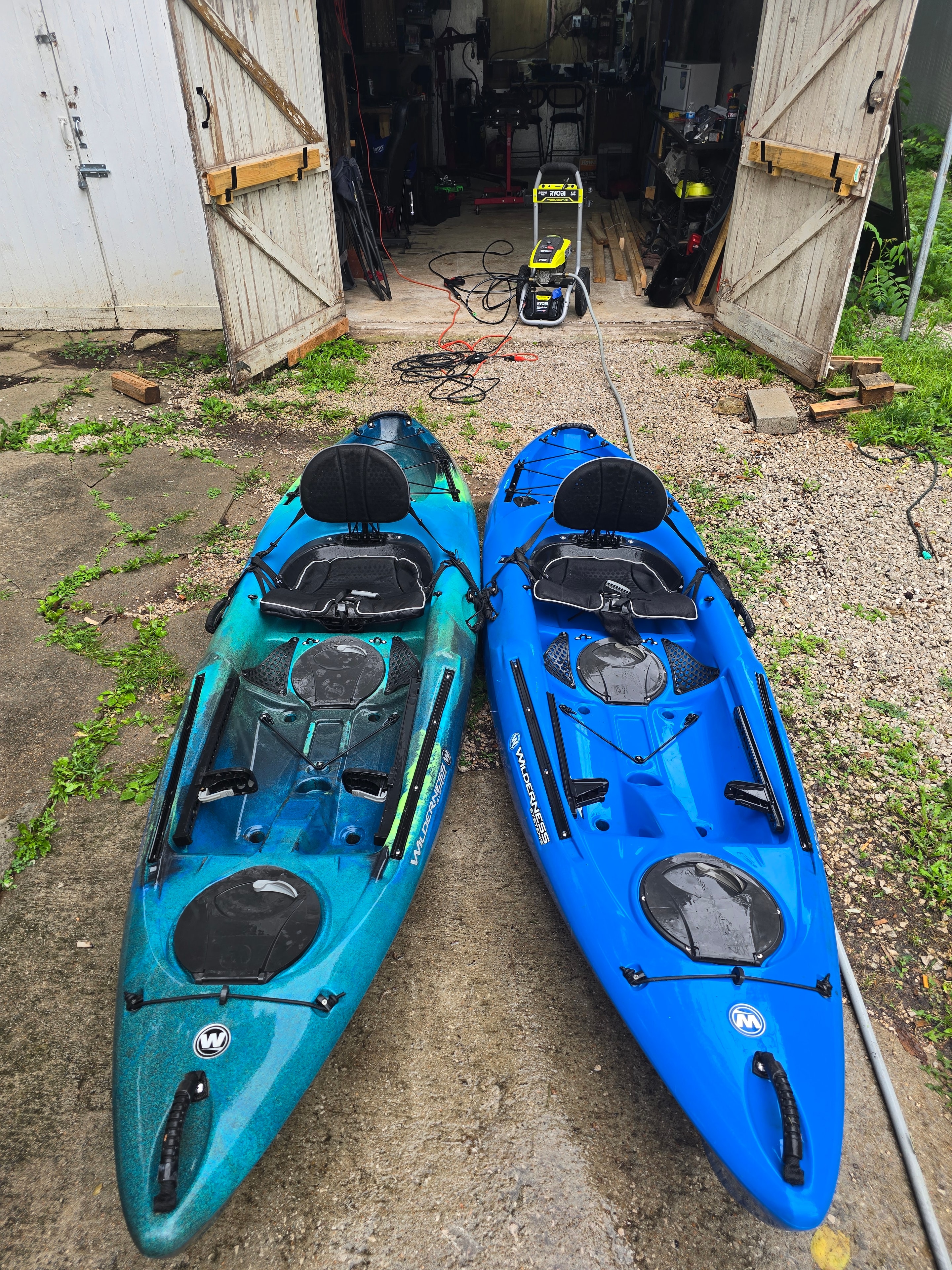 Five Pelican Premium kayaks ready for rental